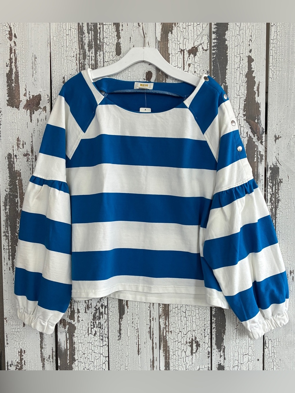 Anthropologie Maeve Striped French Terry Snap Shoulder Sweatshirt - NWT XLP